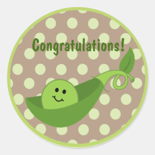 Pea In a Pod Baby Shower Sticker - Green