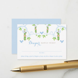 Pea In A Pod Boy Baby Shower Diaper Raffle Ticket Enclosure Card