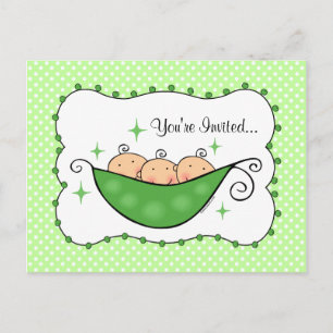 Pea In My Pod Triplets Baby Shower Postcard Invite