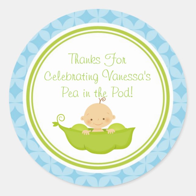 Pea in the Pod Baby Shower Custom Favour Stickers (Front)