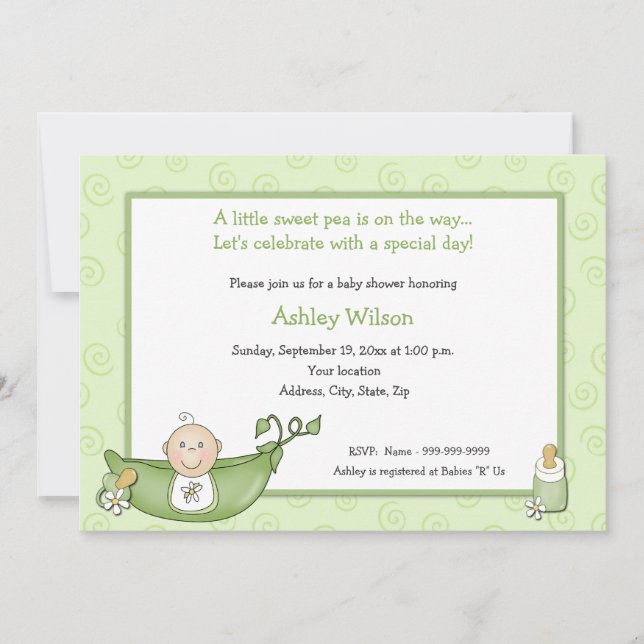 Pea in the Pod Baby Shower Invitations (Front)