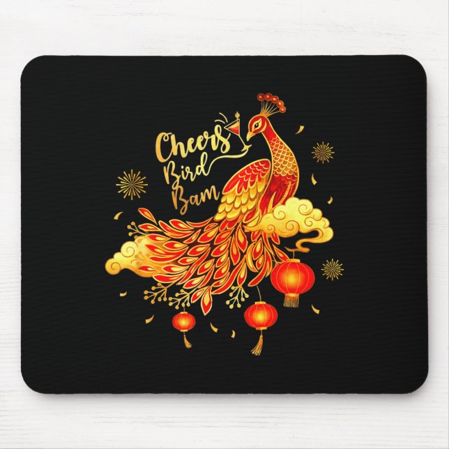 Pea Mahjong Cheers Bird Bam Chinese Mah Jong Game  Mouse Mat (Front)