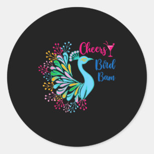 Pea Mahjong Cheers Bird Bam Chinese Mah Jong Wine Classic Round Sticker