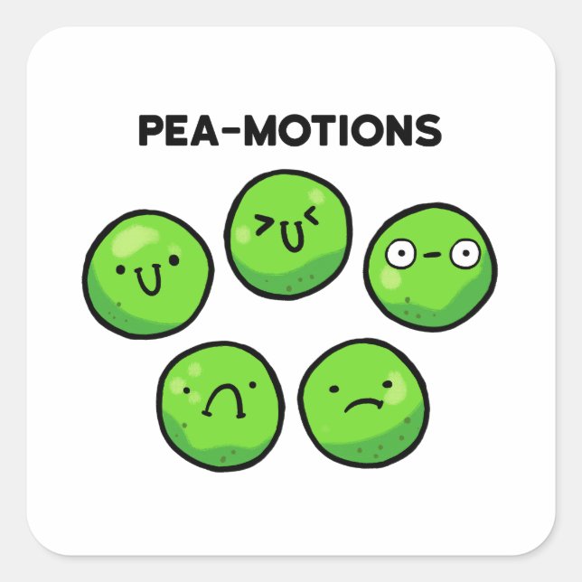 Pea-motions Funny Vegetable Pun Sticker (Front)