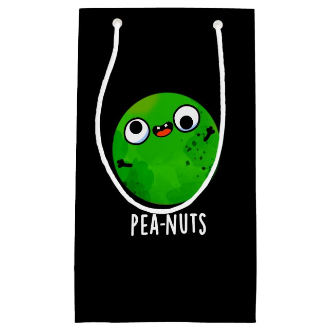 Pea-nuts Funny Crazy Pea Pun Dark BG Small Gift Bag (Front)
