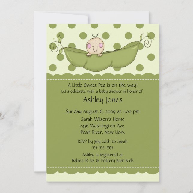 Pea Pod Baby Baby Shower Invitations (Front)