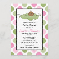 Pea Pod Girl Baby Shower Invitations │ Dark Skin