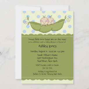 Pea Pod Twin Boys Baby Shower Invitations