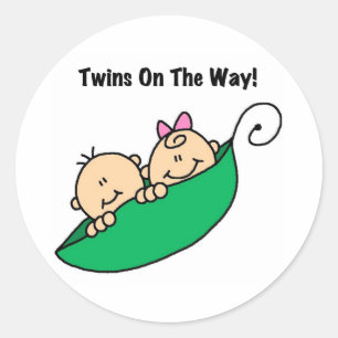 Pea Pod Twins on the Way Classic Round Sticker