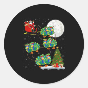 Pea Santa Sleigh Flying Funny Magical Christmas Classic Round Sticker