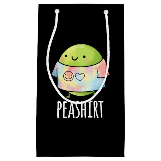 Pea Shirt Funny Veggie Pea TShirt Pun Dark BG Small Gift Bag (Front)
