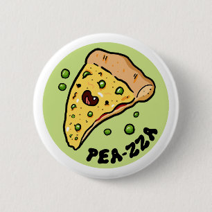 Pea-zza Cute Pizza Vegetable Pun Button Pin