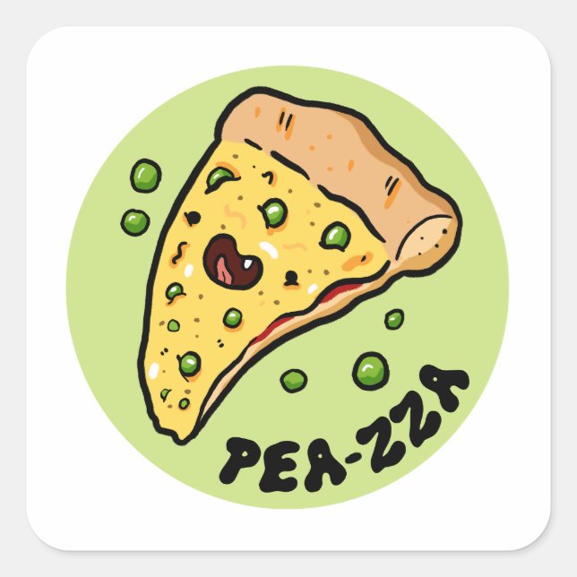 Pea-zza Cute Pizza Vegetable Pun Sticker (Front)