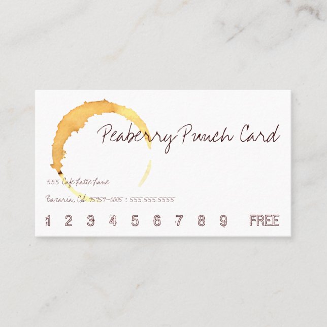 Peaberry Coffee Drink Punch Card (Front)