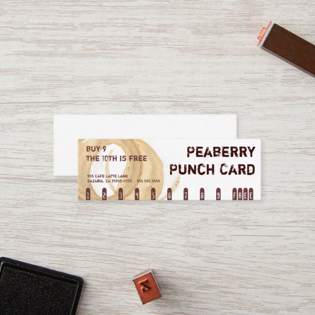 Peaberry Stain Coffee Drink Punch Card (Front/Back In Situ)