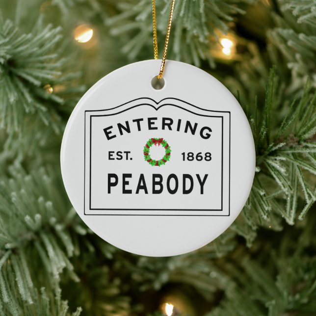 Peabody, MA Holiday Wreath Ceramic Ornament (Tree)