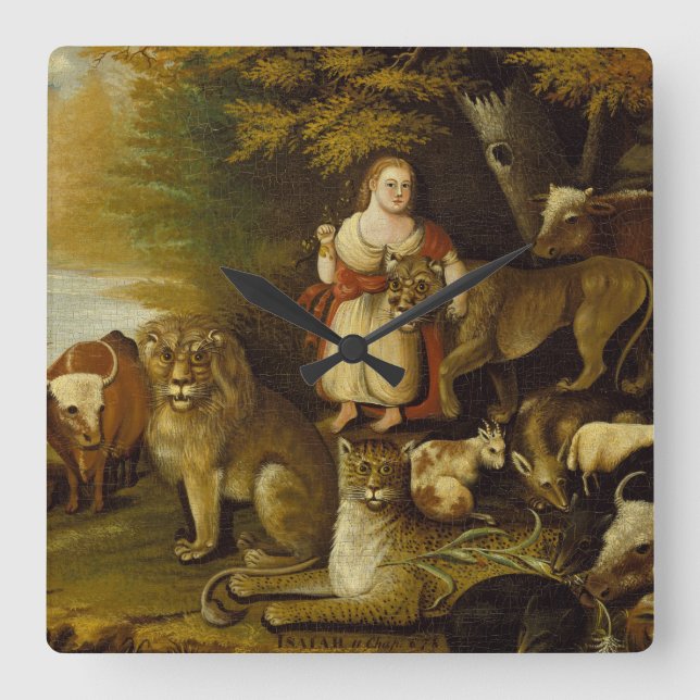 Peacable Kingdom | 1830-32 Square Wall Clock (Front)