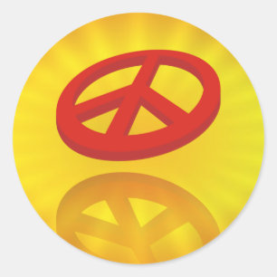Peace 3D / reflexion yellow radial Classic Round Sticker