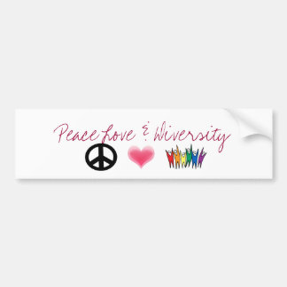 peace_4, Hearts, diversity, Peace Love & Diversity Bumper Sticker
