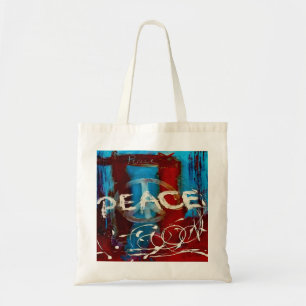 Peace abstract colours blue, red & white tote bag