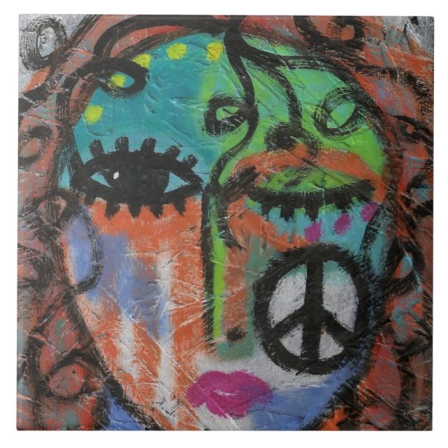 Peace Abstract Portrait of a Woman Tile (Front)