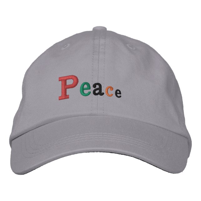 "Peace" Adjustable Cap Embroidered Hat (Front)