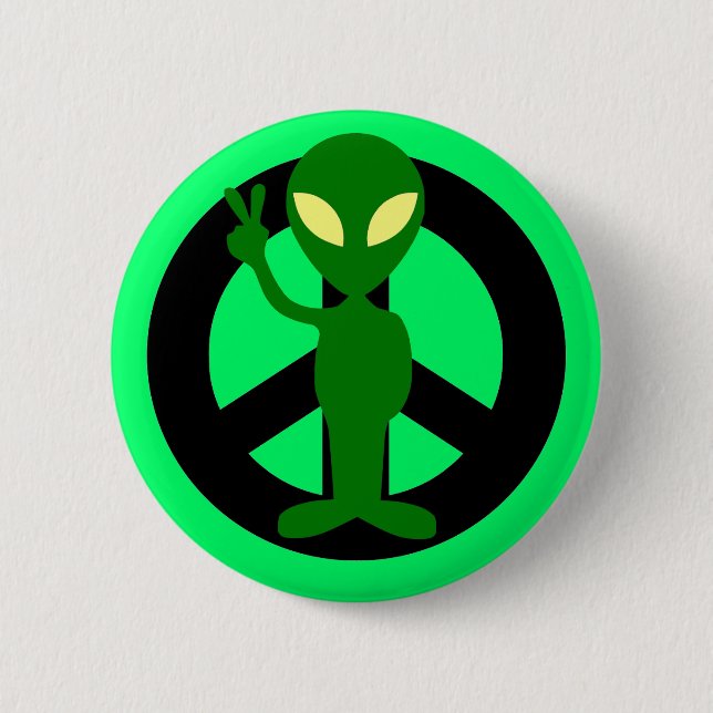 peace alien 6 cm round badge (Front)