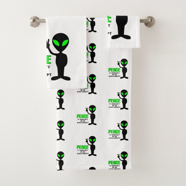 Peace Alien Bath Towel Set (Insitu)
