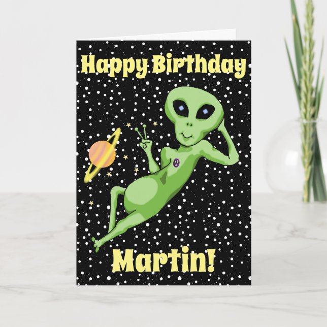 Peace Alien Birthday Card (Front)