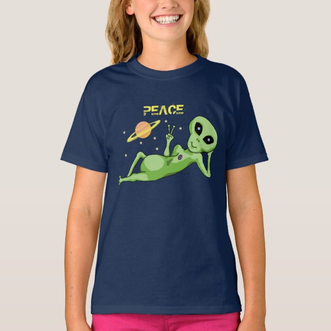 Peace Alien Girls' Fine Jersey T-Shirt (Front)