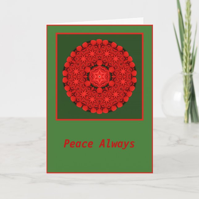 Peace Always Holiday Bow Mandala Card (Front)