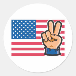 Peace American Flag Design Classic Round Sticker