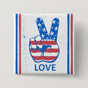 Peace American Flag Pattern 15 Cm Square Badge