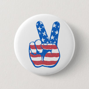 Peace American Flag Pattern 6 Cm Round Badge