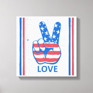 Peace American Flag Pattern Canvas Print