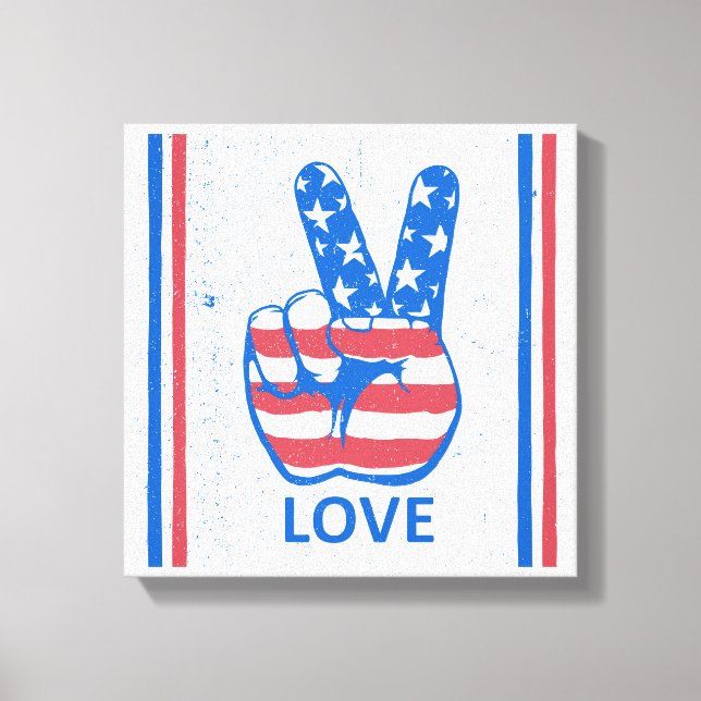 Peace American Flag Pattern Canvas Print (Front)