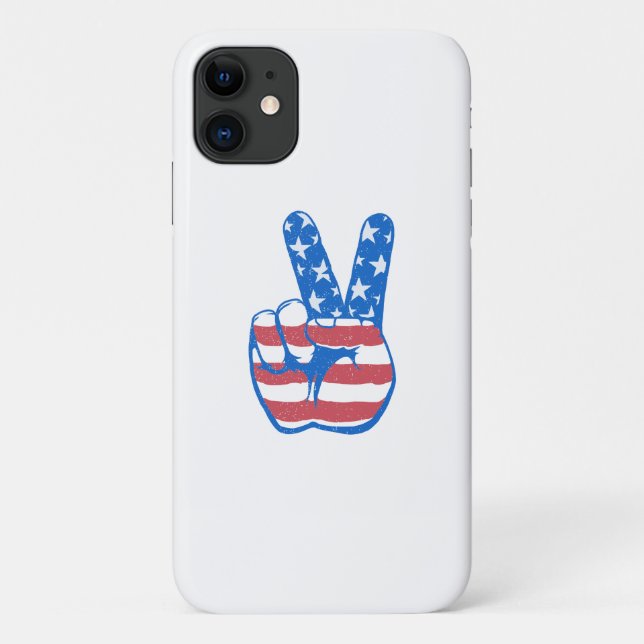 Peace American Flag Pattern Case-Mate iPhone Case (Back)