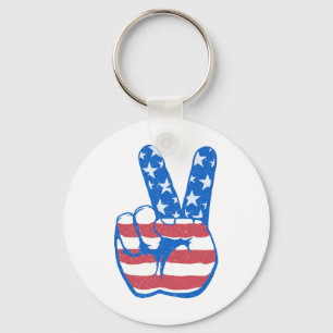 Peace American Flag Pattern Key Ring
