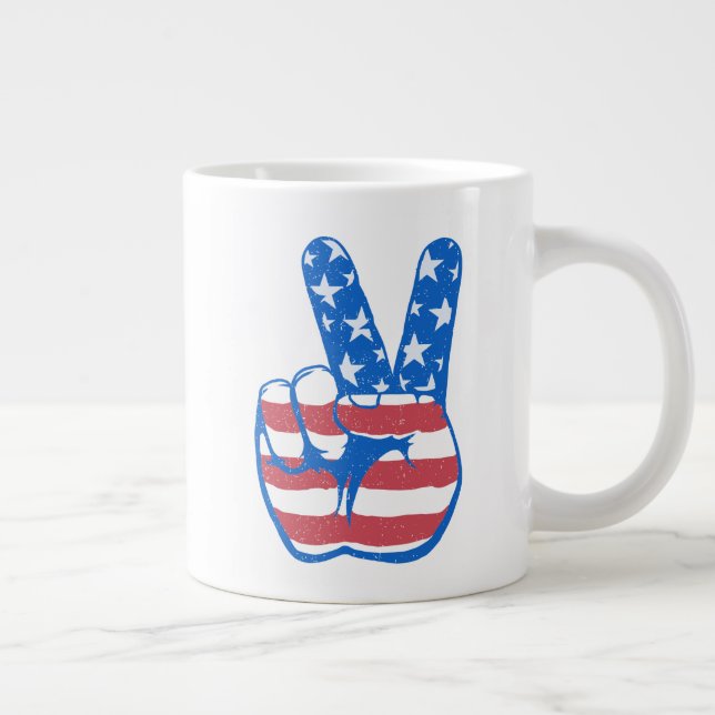 Peace American Flag Pattern Large Coffee Mug (Right)
