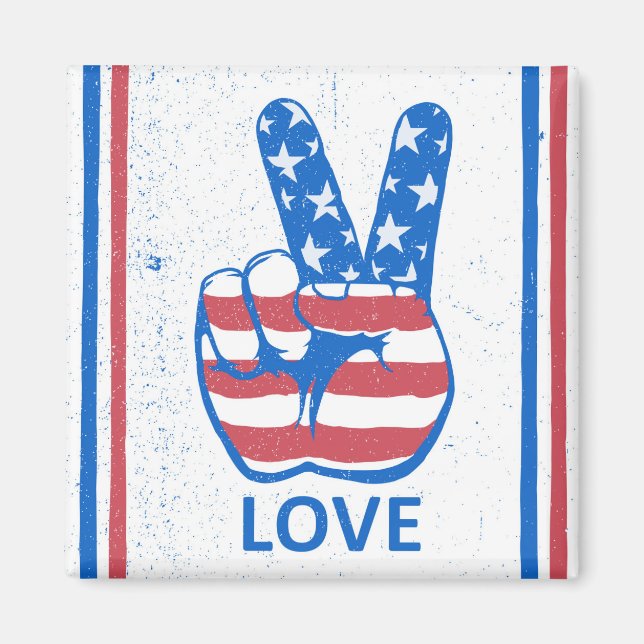 Peace American Flag Pattern Magnet (Front)