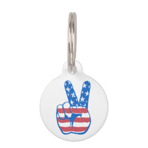 Peace American Flag Pattern Pet Tag