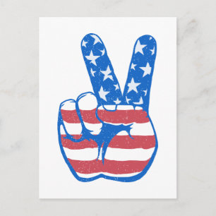 Peace American Flag Pattern Postcard