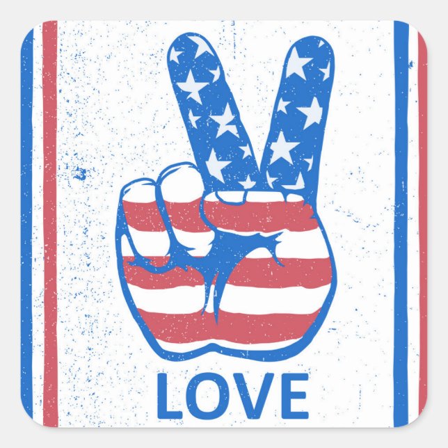 Peace American Flag Pattern Square Sticker (Front)