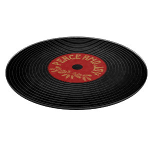 Peace an joy vinyl record design cutting board