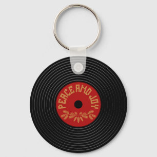 Peace an joy vinyl record design key ring