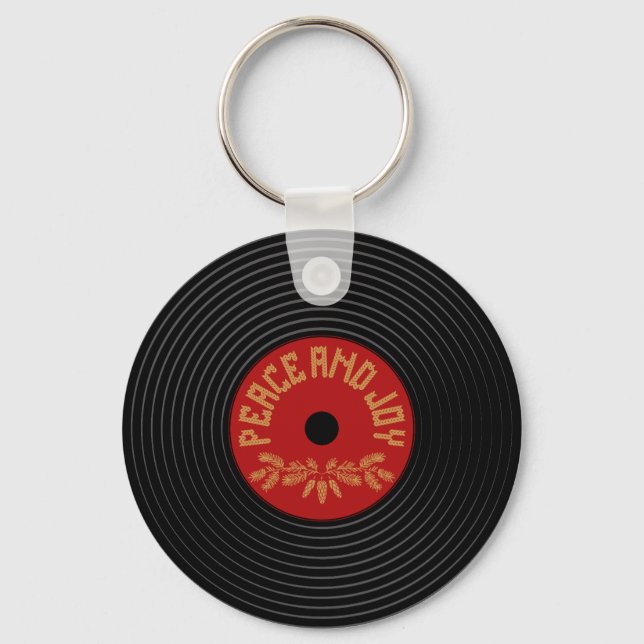 Peace an joy vinyl record design key ring (Front)