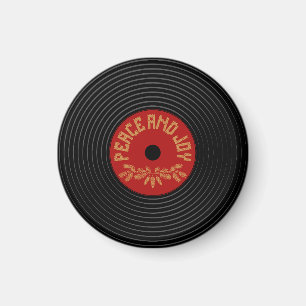 Peace an joy vinyl record design magnet