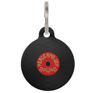 Peace an joy vinyl record design pet tag