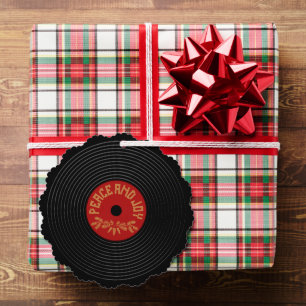 Peace an joy vinyl record design tree decoration card