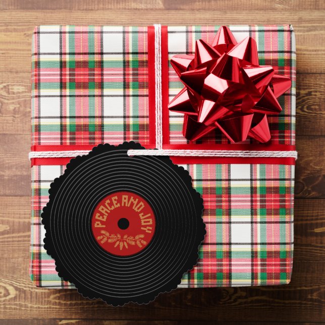 Peace an joy vinyl record design tree decoration card (Insitu (Gift))